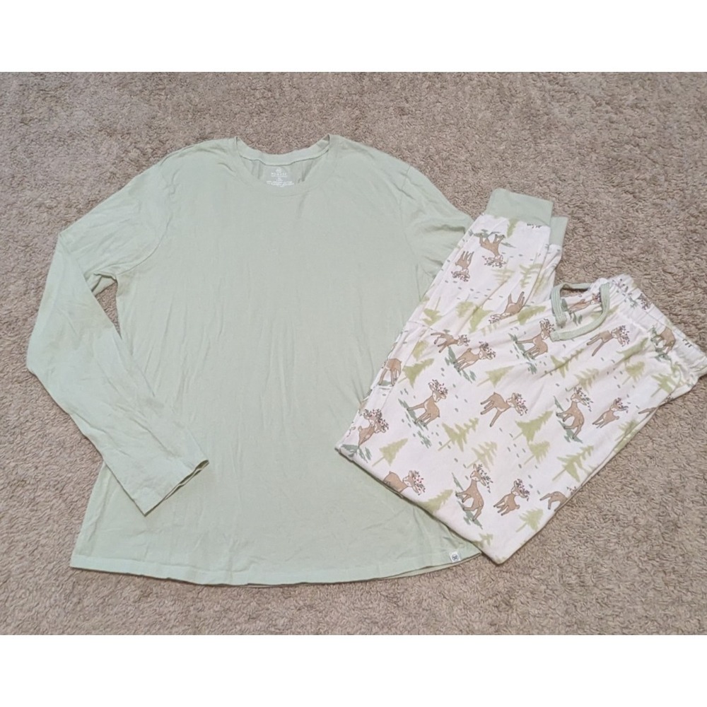 Honest Baby 2 Pc Holiday Pajama Set Womens Sz XL Winter Deer Christmas Organic